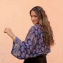 Navy Floral Viscose Summer Jacket, thumbnail 6 of 7