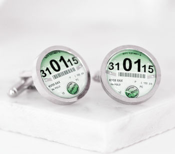 Personalised Date Tax Disc Cufflinks, 3 of 8