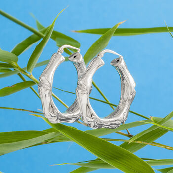 Bamboo Hoop Earrings In Gold Plate And Silver, 2 of 2