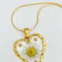 Heart Necklace With Daisy Flowers And Gold Beads, thumbnail 3 of 12