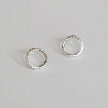 Crescent Moon Circle Sterling Silver Stud Earrings, 5 of 6