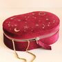 Starry Night Velvet Oval Jewellery Case In Red, thumbnail 1 of 4