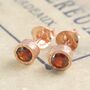 Garnet January Birthstone Gold Plated Silver Stud Earrings, thumbnail 3 of 7