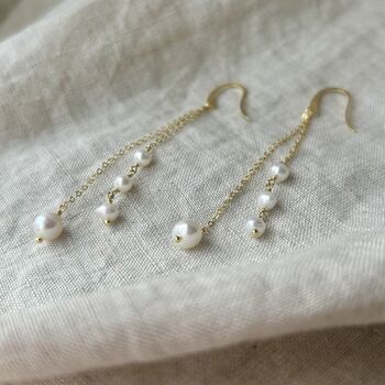 Elara 18ct Gold Plate Pearl Drop Earrings, 3 of 3