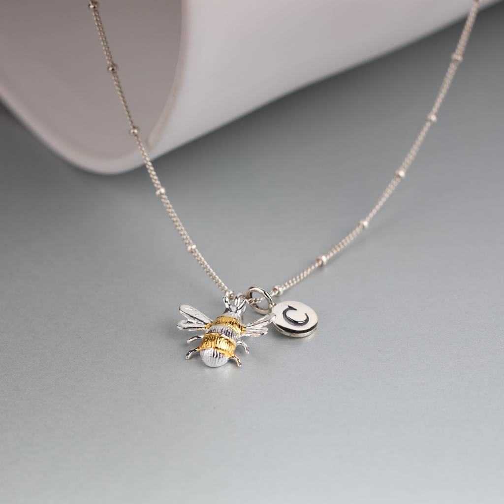 personalised bee necklace