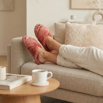 Luxury Plush Memory Foam Open Toe Crossover Slippers, 8 of 8