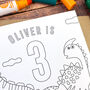 Personalised Dinosaur Colour In Birthday Cards, thumbnail 2 of 2