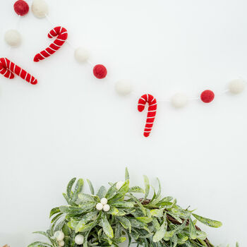 Christmas Felt Ball And Candy Cane Garland, 3 of 4