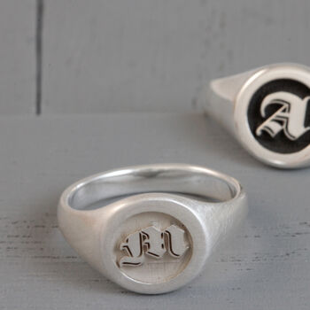 Gothic Initial Silver Signet Ring, 7 of 11