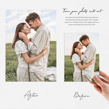Newlyweds Gift Engagement Couple Gift Portrait, 3 of 11