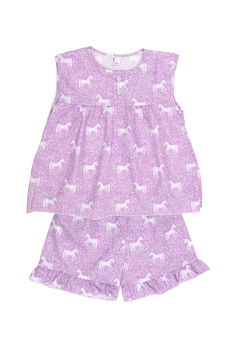 Girls Magical Unicorn Cotton Short Pyjama Set Pink Purple, 3 of 7