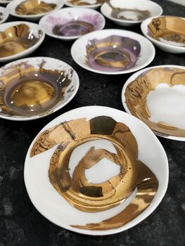 Trinket Dish With Gold Splash, Porcelain Ring Dish, 7 of 7