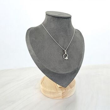 Sterling Silver Honeycomb Bee Pendant Necklace, 6 of 8