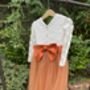 Long Sleeve Lace Burnt Orange Tulle Dress, thumbnail 6 of 7