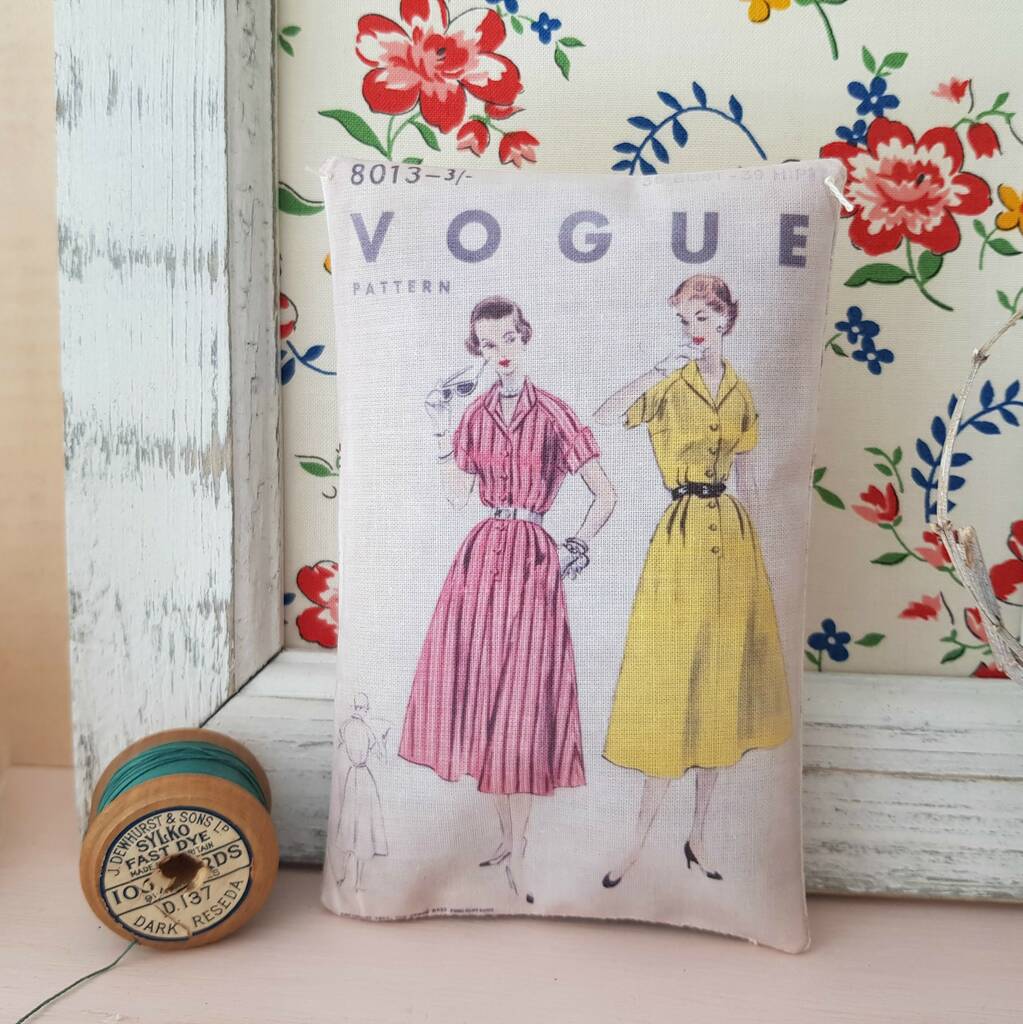 Vintage Sewing Pattern Fabric Fragranced Gift Pillow, 1 of 7