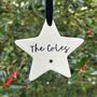 Personalised Family Name Christmas Hanging Ceramic Star, thumbnail 1 of 3
