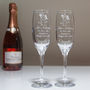 Mr And Mrs Engraved Champagne Flute Set, thumbnail 4 of 6