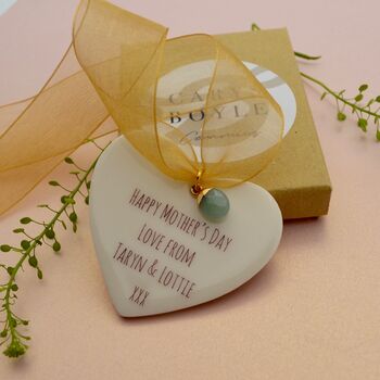 Personalised Mother's Day Heat With Aventurine Crystal, 2 of 4