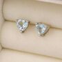 Natural Blue Topaz Stone Heart Stud Earrings, thumbnail 3 of 10