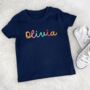 Swirly Rainbow Personalised Kids T Shirt, thumbnail 3 of 4