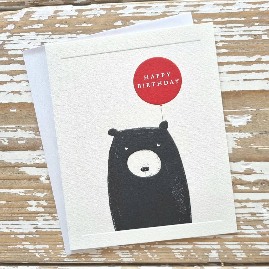 'Happy Birthday' Bear And Balloon Birthday Card By Nest Gifts