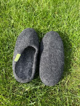 Dark Grey 100% Wool Indoor Slippers Made In Nepal, 3 of 6