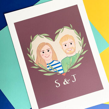 Personalised Hand Painted Couple Portrait Print, 3 of 4