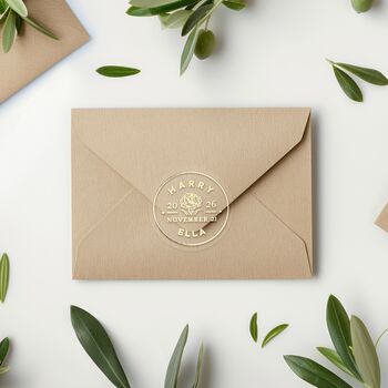 Custom Foil Stickers For Wedding Invitation Envelopes And Favours Luxury Monogram, 9 of 12