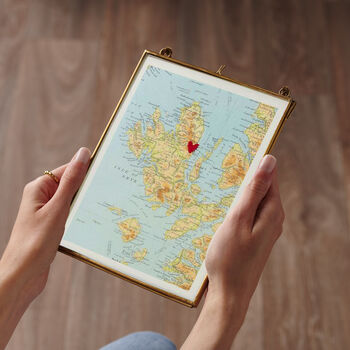 Personalised Family Vintage Map Stitch Heart Picture, 2 of 4