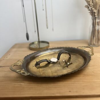 Vintage Brass Tray With Decorative Handles, 7 of 8