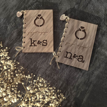 Personalised Wooden Engagement Card Modern Initials, 11 of 11