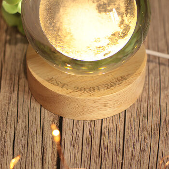 Light Up Wedding Anniversary Crystal Moon Globe Lamp, 3 of 5