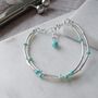 Turquoise And Silver Double Stranded Bracelet, thumbnail 2 of 5