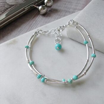 Turquoise And Silver Double Stranded Bracelet, 2 of 5