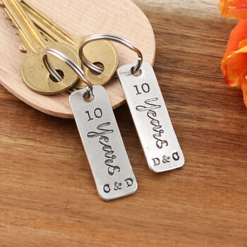 10th Anniversary Couples Pair Personalised Keyrings, 3 of 6