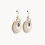 Cream And Pearlescent Taupe Stripey Circular Earrings, thumbnail 4 of 6