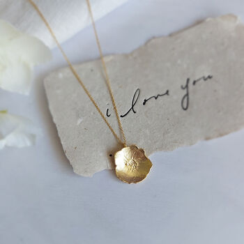 Small Rose Pressed Flower Necklace Gold Plated, 6 of 10