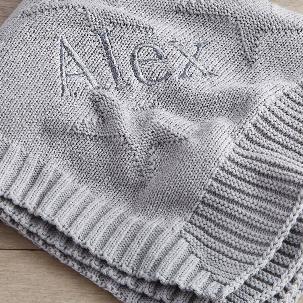 Personalised Grey Star Jacquard Blanket By My 1st Years
