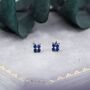 Sapphire Blue Cz Flower Stud Earrings, thumbnail 4 of 11