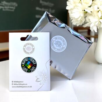Teach Love Hope Inspire Enamel Pin, Neurodivergent, Spectrum Badge, Asperger's Syndrome, Autism Gifts For Educators And Teachers, 2 of 8