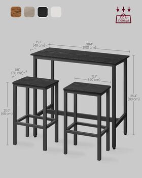 Dining Table Set Bar Stools Industrial Steel Frame, 12 of 12