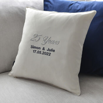 Personalised Silver Anniversary Embroidered Cushion, 6 of 10
