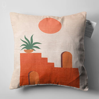 Minimalist Cushion Cover With Sun, Plant And Stairs, 5 of 7