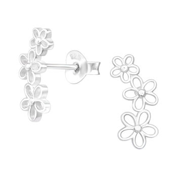 Flower Ear Climber Sterling Silver Earrings, 5 of 7