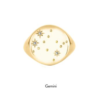 Zodiac Constellation Diamond Signet Ring Solid Gold, 6 of 12