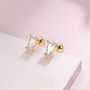 Sterling Silver Tiny Baguette Cz Screwback Earrings, thumbnail 3 of 9