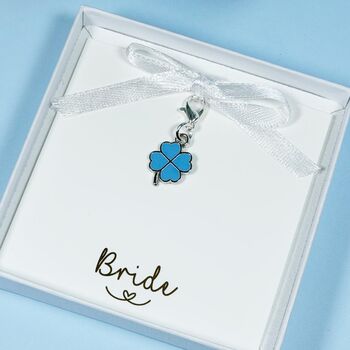 Something Blue Four Leaf Clover Bouquet Charm, 3 of 6