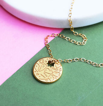 18k Gold Vermeil Or Silver Personalised Doodle Necklace, 2 of 6