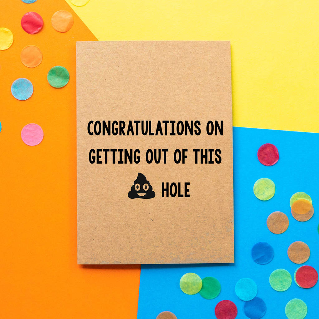 'Congratulations On Getting Out' Funny Farewell Card By Bettie Confetti