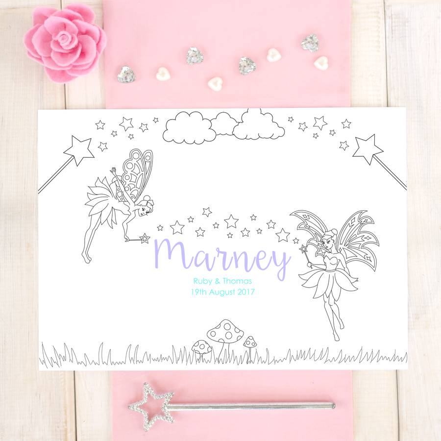 Personalised Fairy Wedding Colouring Placemat, 1 of 2